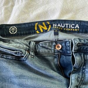 Nautical denim skirt. Waist 30 inches. Length 17 inches.